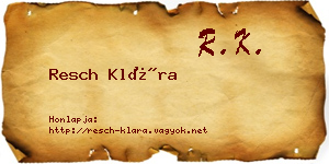 Resch Klára névjegykártya